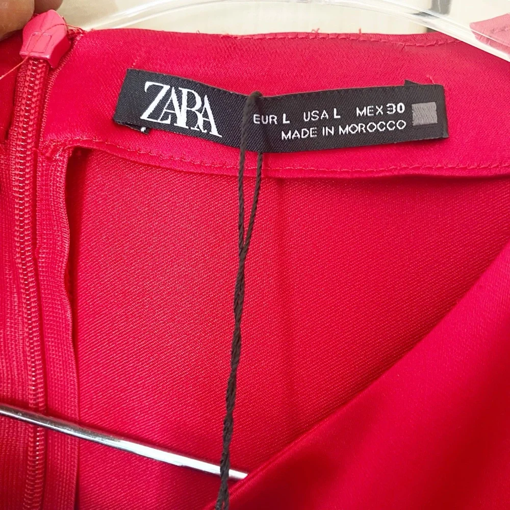 ZARA Red Sleeveless Draped Maxi Dress Women’s Stretch Evening Size Large - Picture 4 of 6